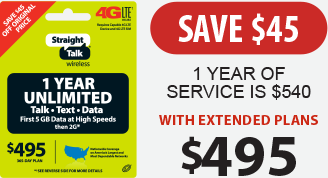 1‑YEAR UNLIMITED CARD SAVE $45 ‑ 12 Months of Service is $540 ‑ With Extended Plans $495