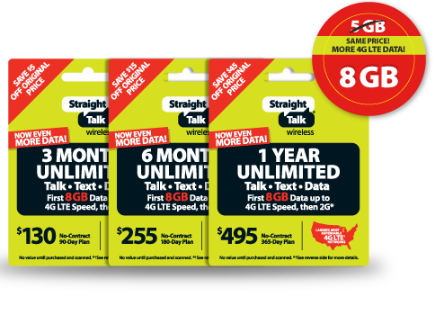 8GB MORE 4G LTE DATA!
ST $45/30-Day